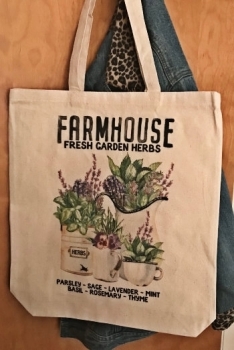 Cotton Canvas Tote Bags - Vintage Garden Herbs